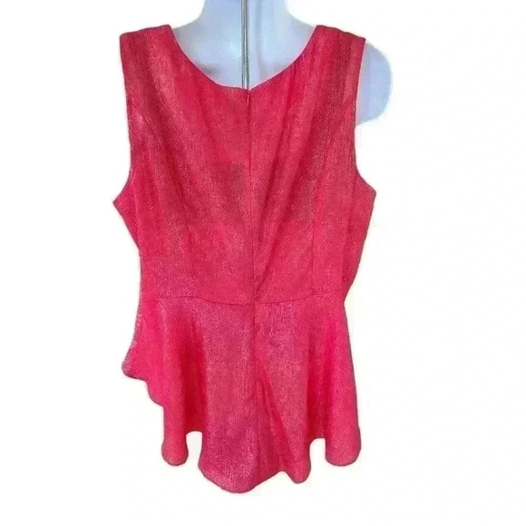 Worthington Woman Blouse Red Shimmer Flowy Sleeveless Ruffle Plus Size 2X - Picture 3 of 8